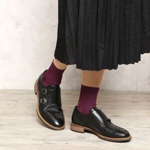 Ecco Black Leather Double Monk Strap Moccasins